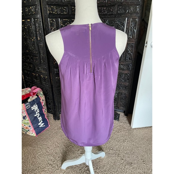 Eclair Womens Regular Fit V-Neck Tank Top Pleated Wide Strap Back Zip Size XS - Picture 5 of 8